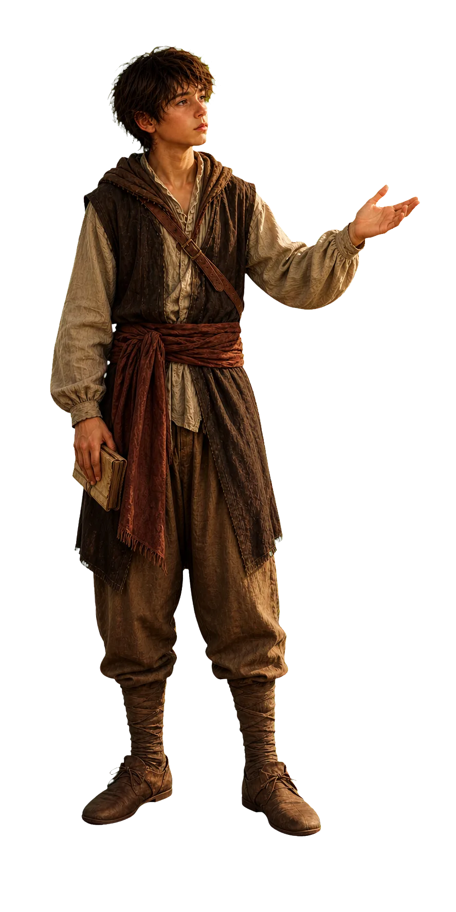Aznavur jemne ukazuje rukou doprava na obsah stranky.